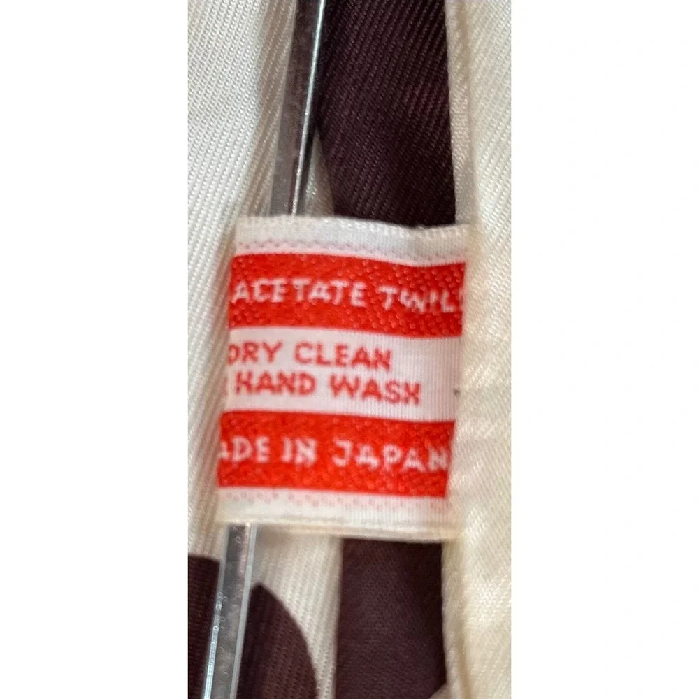 Vintage Guly Polka Dot Skinny Scarf Brown Cream Acetate Twill Made in Japan